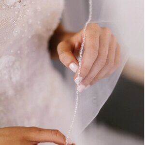 Untamed Petals - Light Ivory Cathedral Veil - 120" - Luxe Tulle